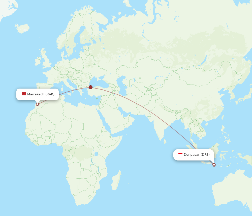 DPS to RAK flights and routes map