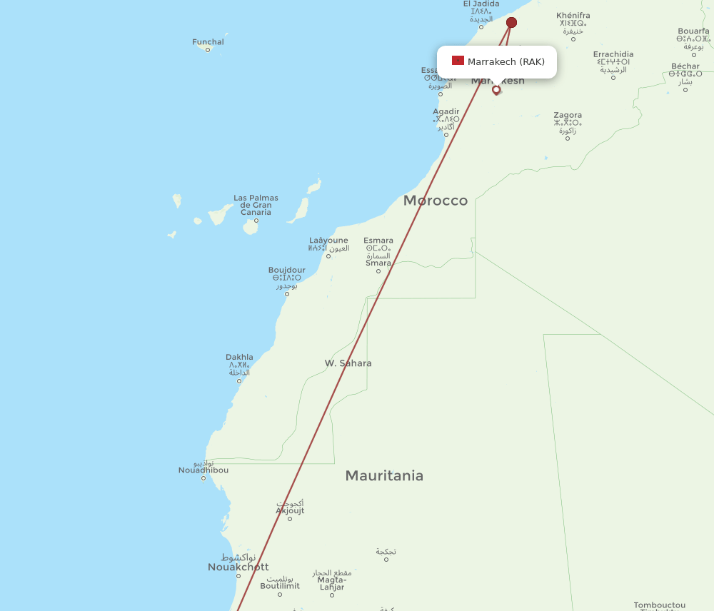 RAK to DSS flights and routes map