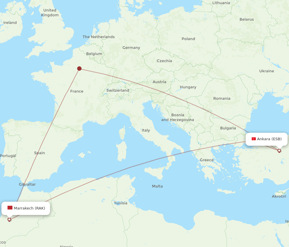 RAK-ESB flight routes