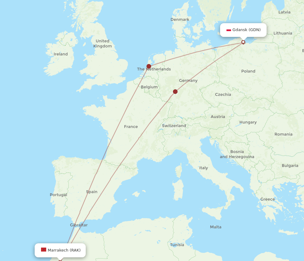 RAK-GDN flight routes