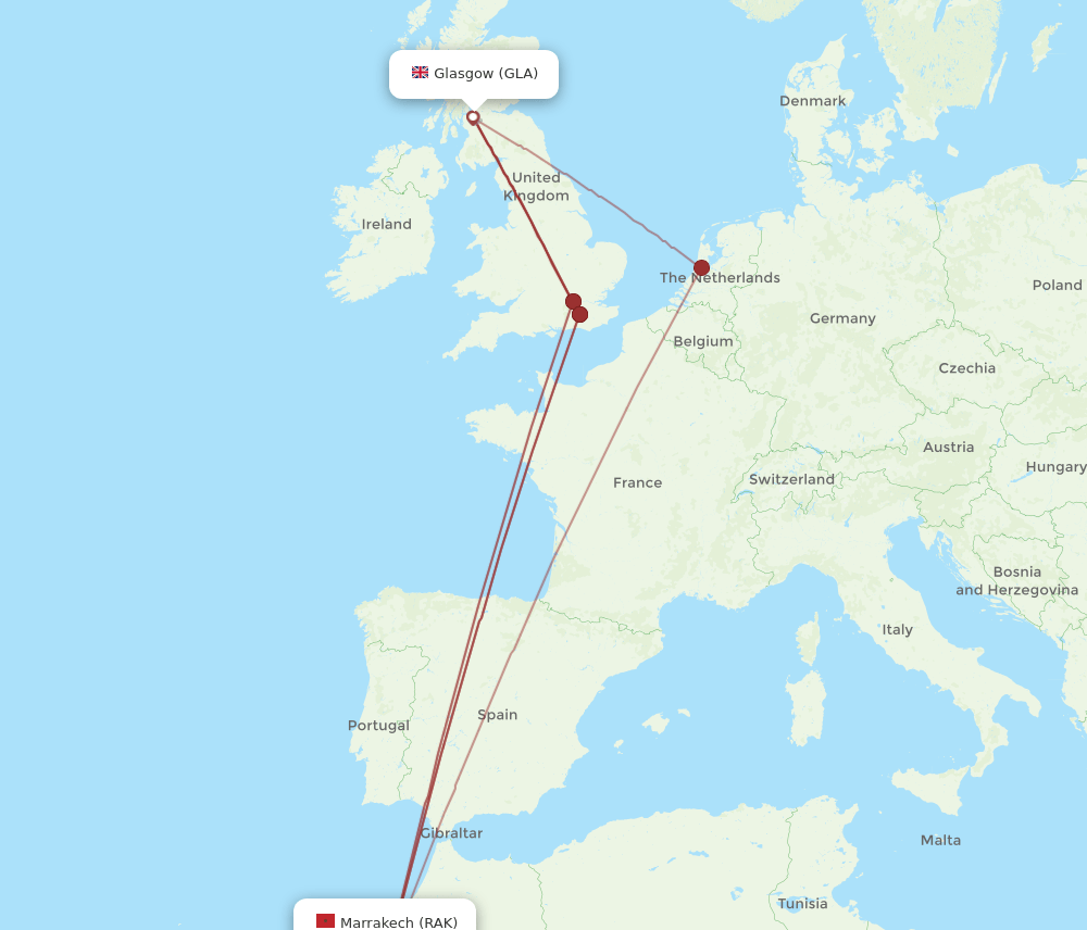 RAK-GLA flight routes