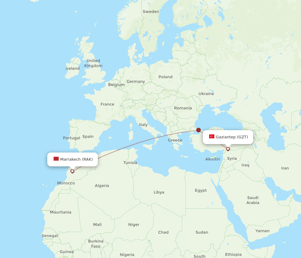 RAK-GZT flight routes