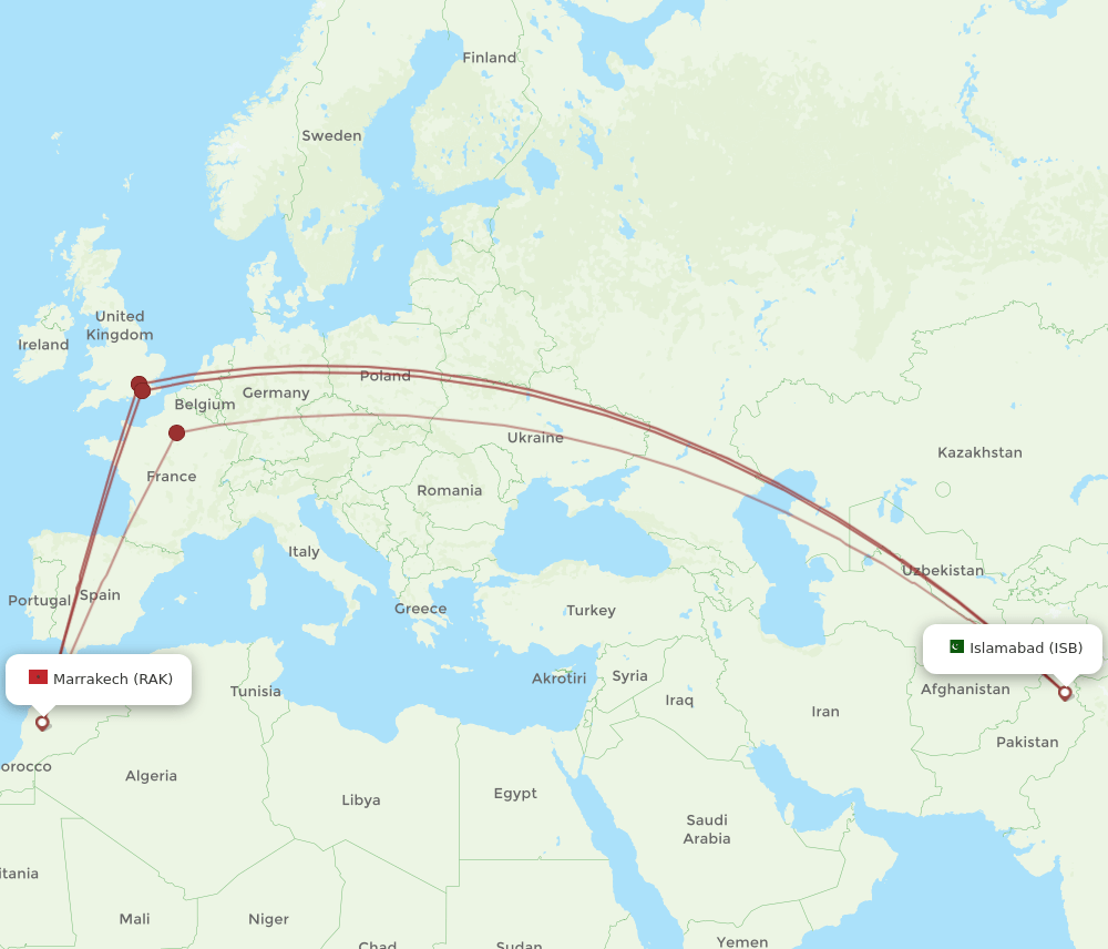 RAK-ISB flight routes