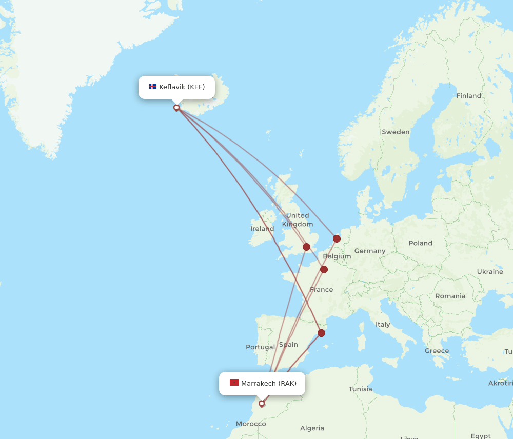 RAK-KEF flight routes