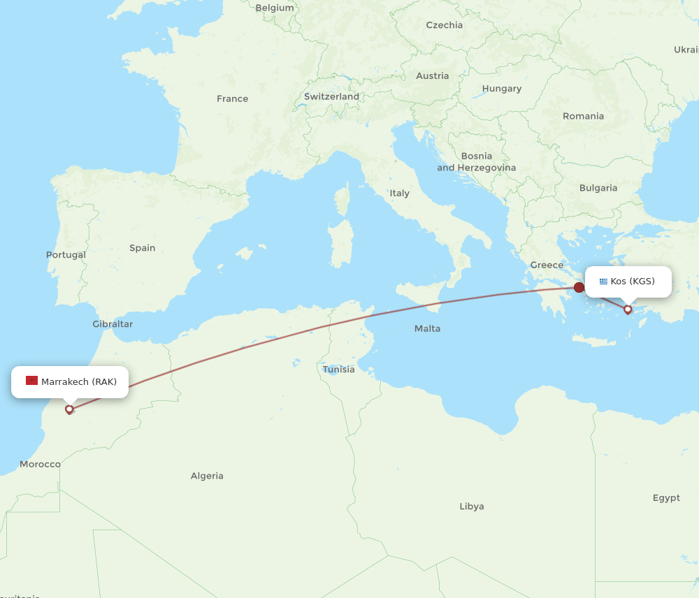 RAK-KGS flight routes