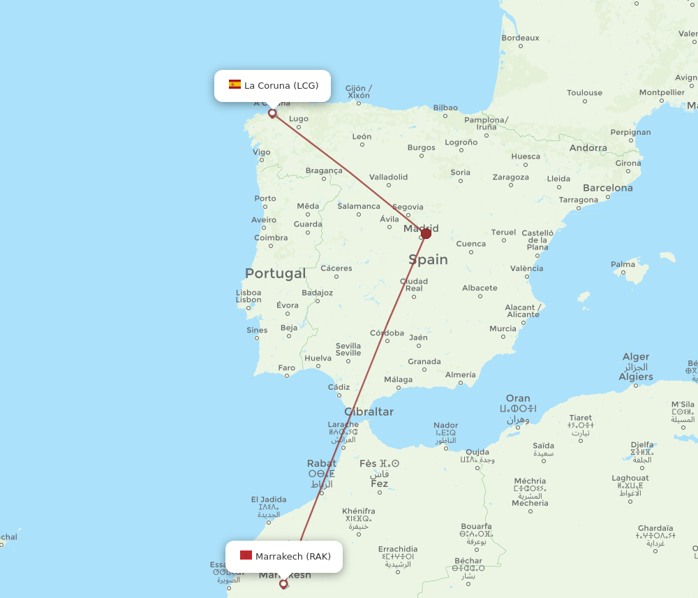 RAK-LCG flight routes