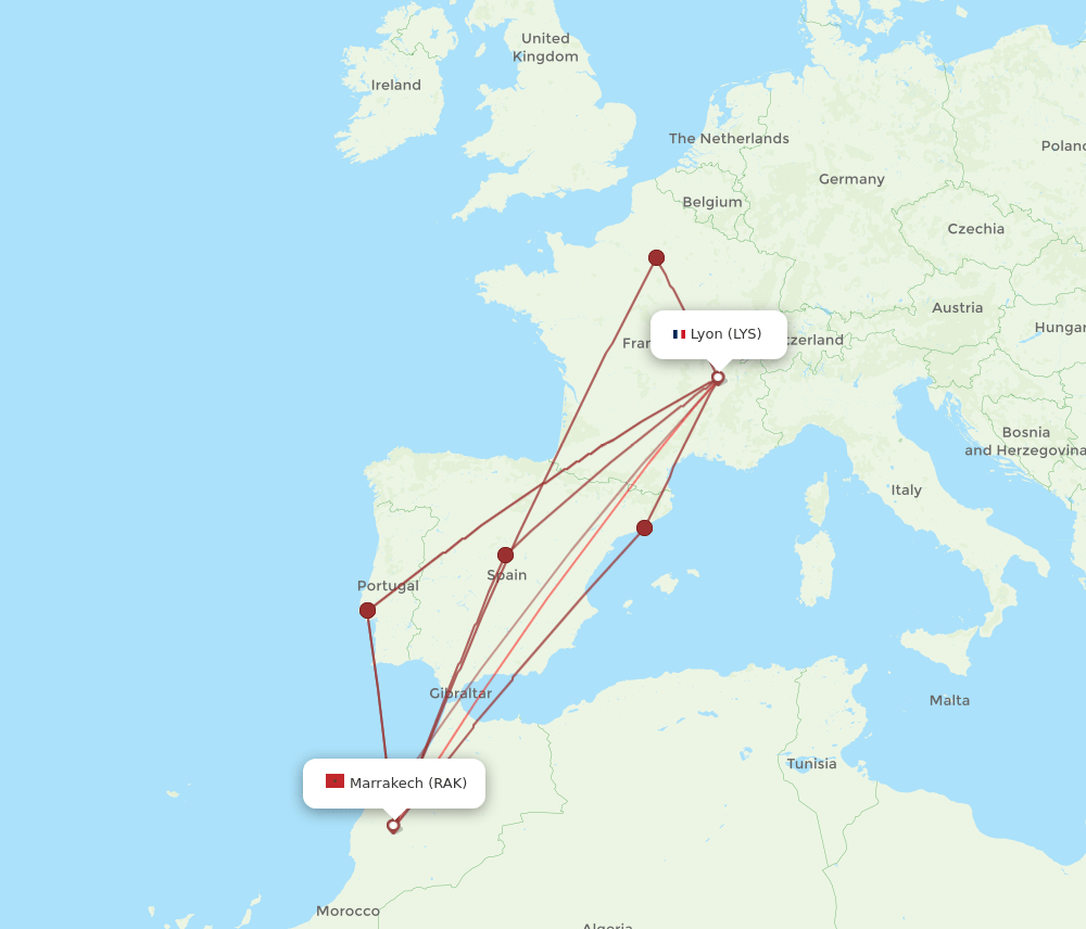 RAK-LYS flight routes