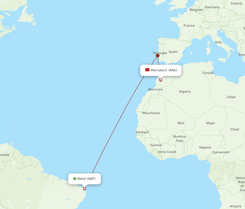 RAK to NAT flights and routes map