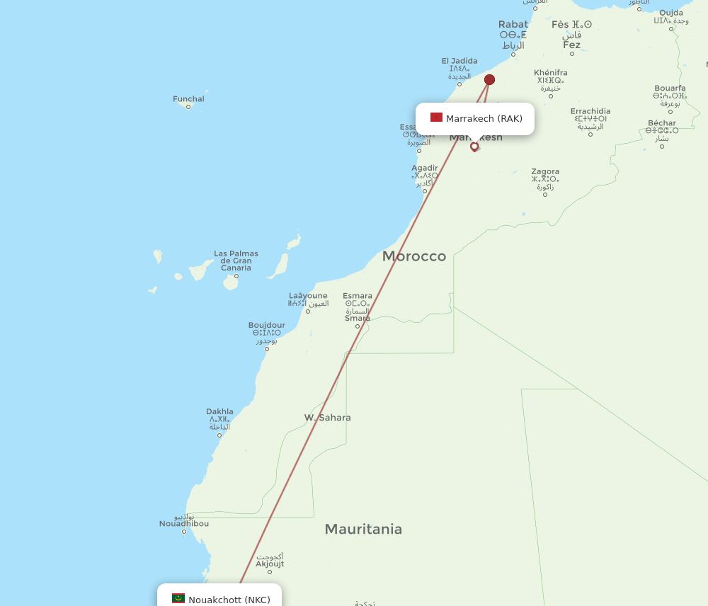 RAK to NKC flights and routes map