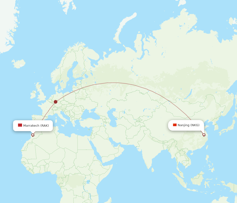 RAK to NKG flights and routes map