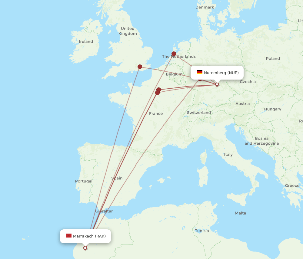 RAK-NUE flight routes