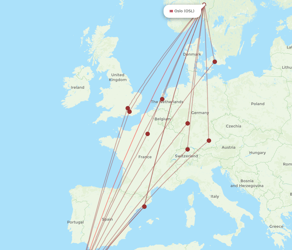 RAK-OSL flight routes
