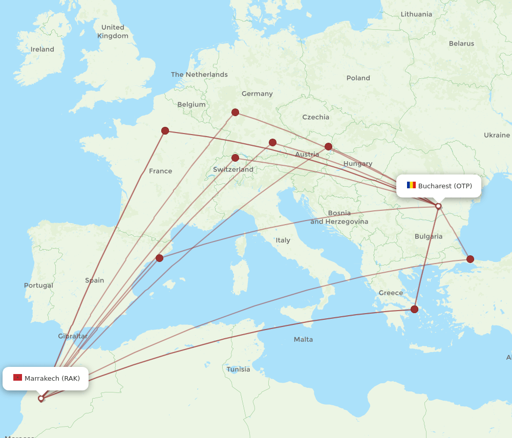RAK-OTP flight routes