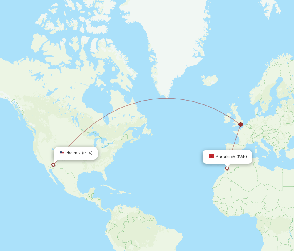RAK-PHX flight routes