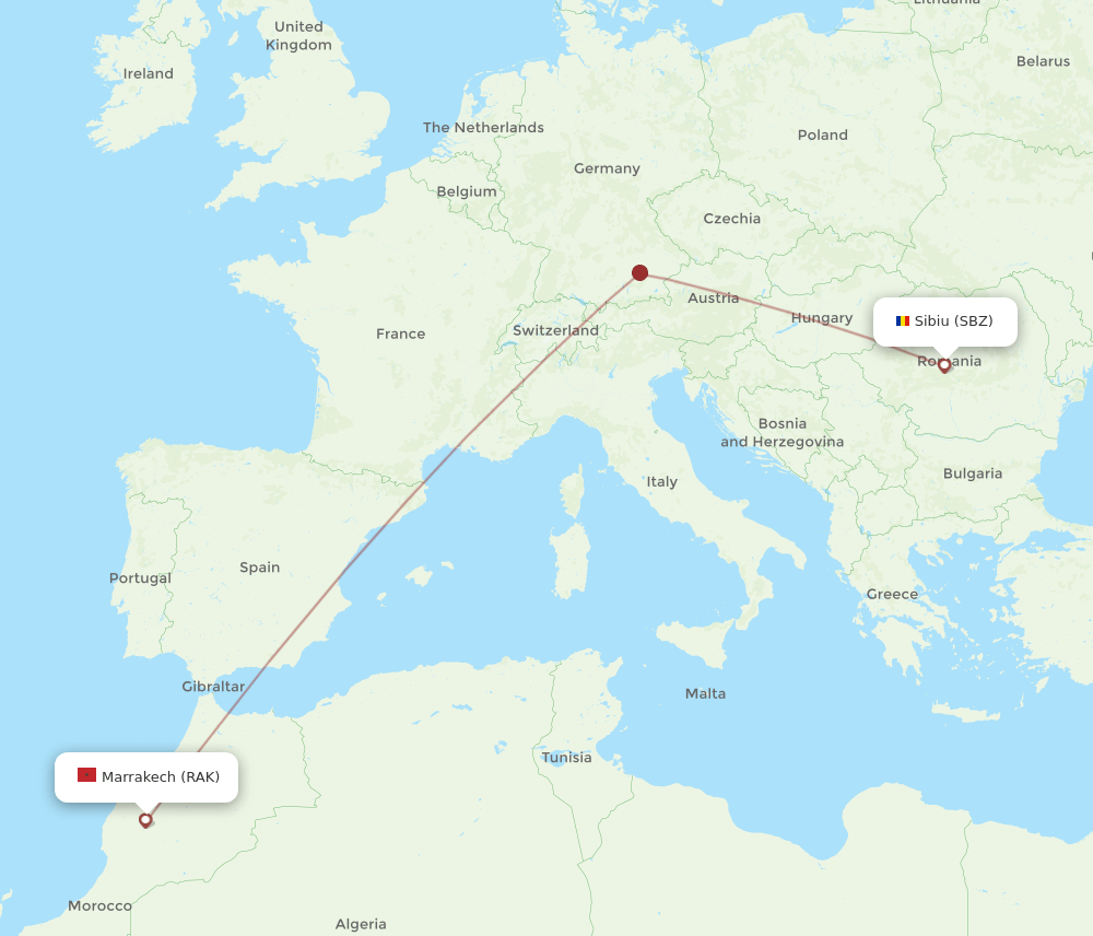 RAK to SBZ flights and routes map