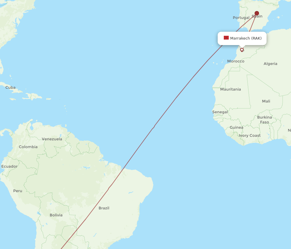 RAK-SCL flight routes