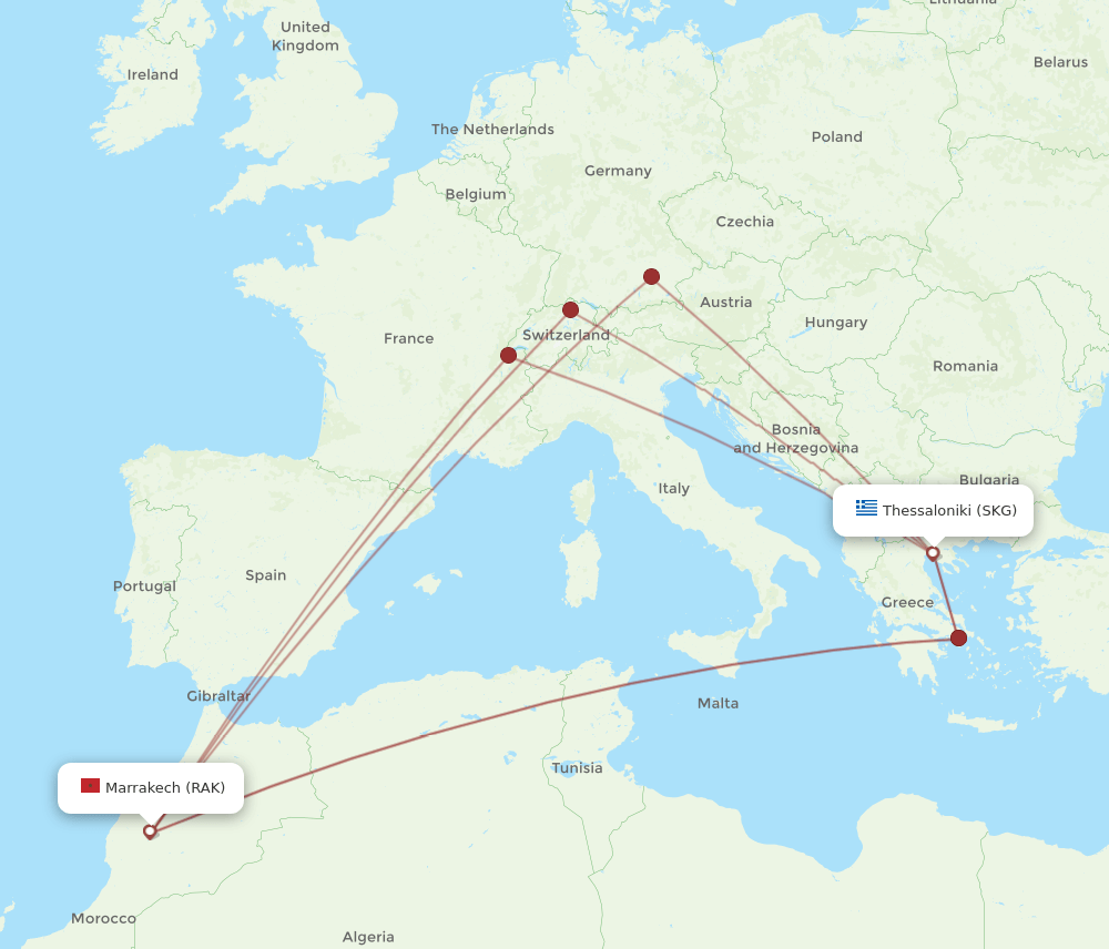 RAK-SKG flight routes