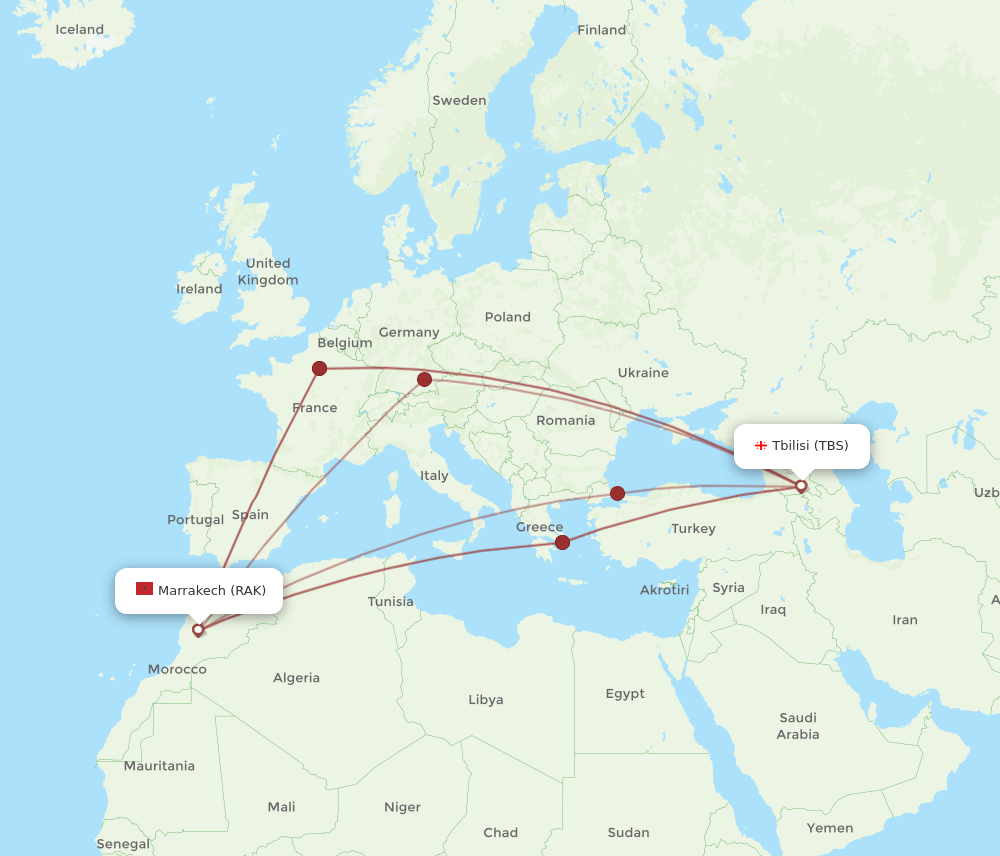 RAK-TBS flight routes