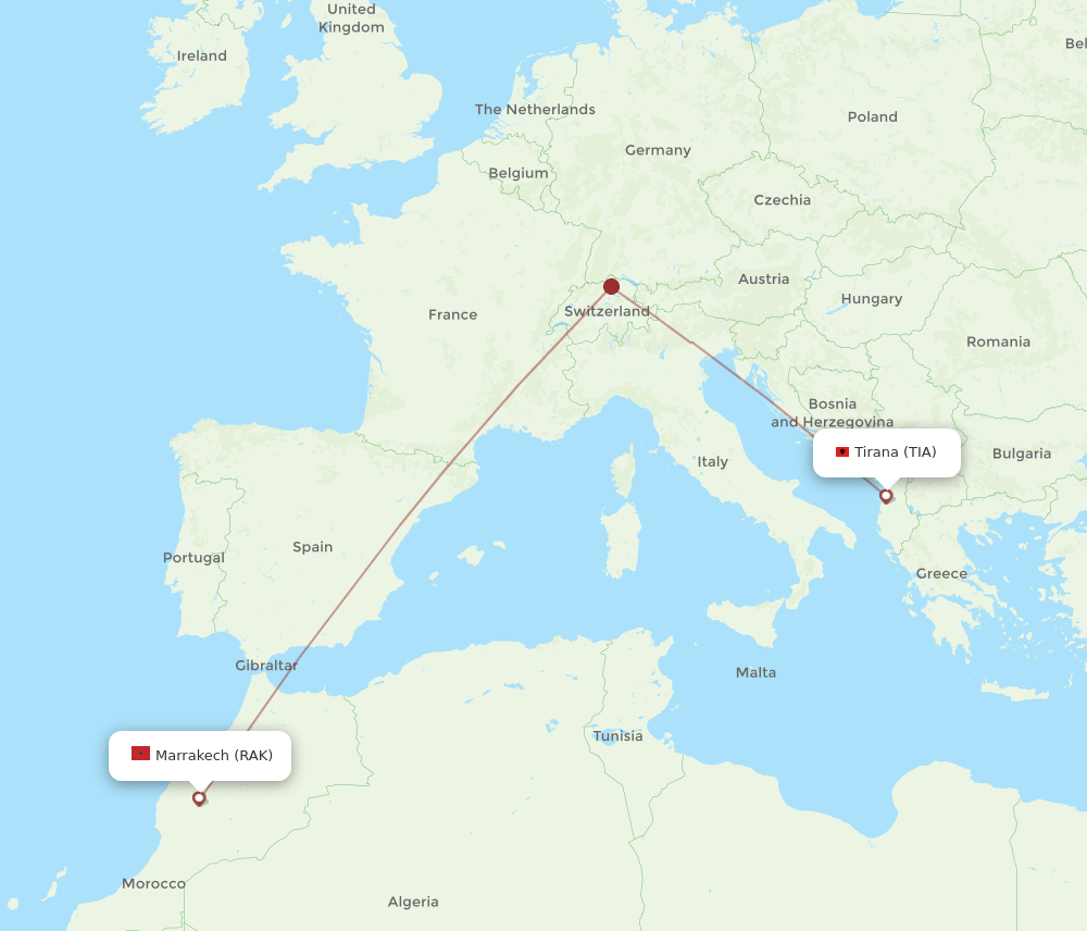 RAK-TIA flight routes