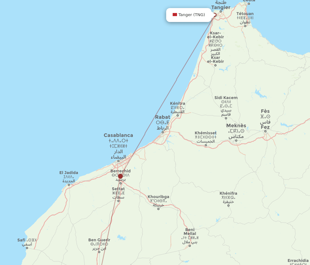 RAK to TNG flights and routes map