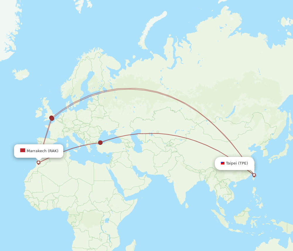 RAK-TPE flight routes