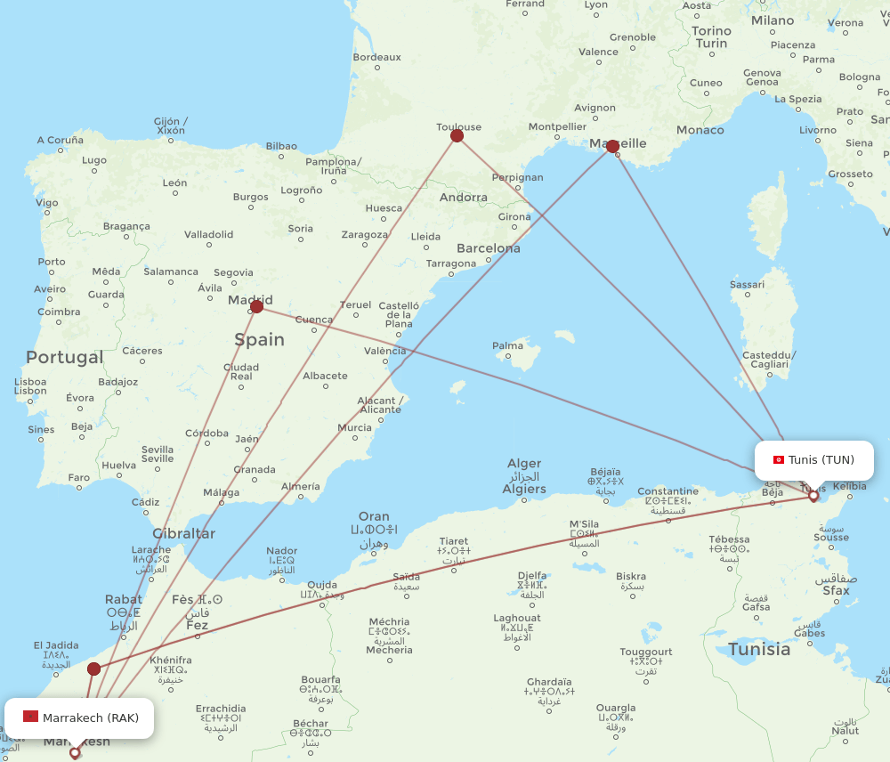 RAK-TUN flight routes