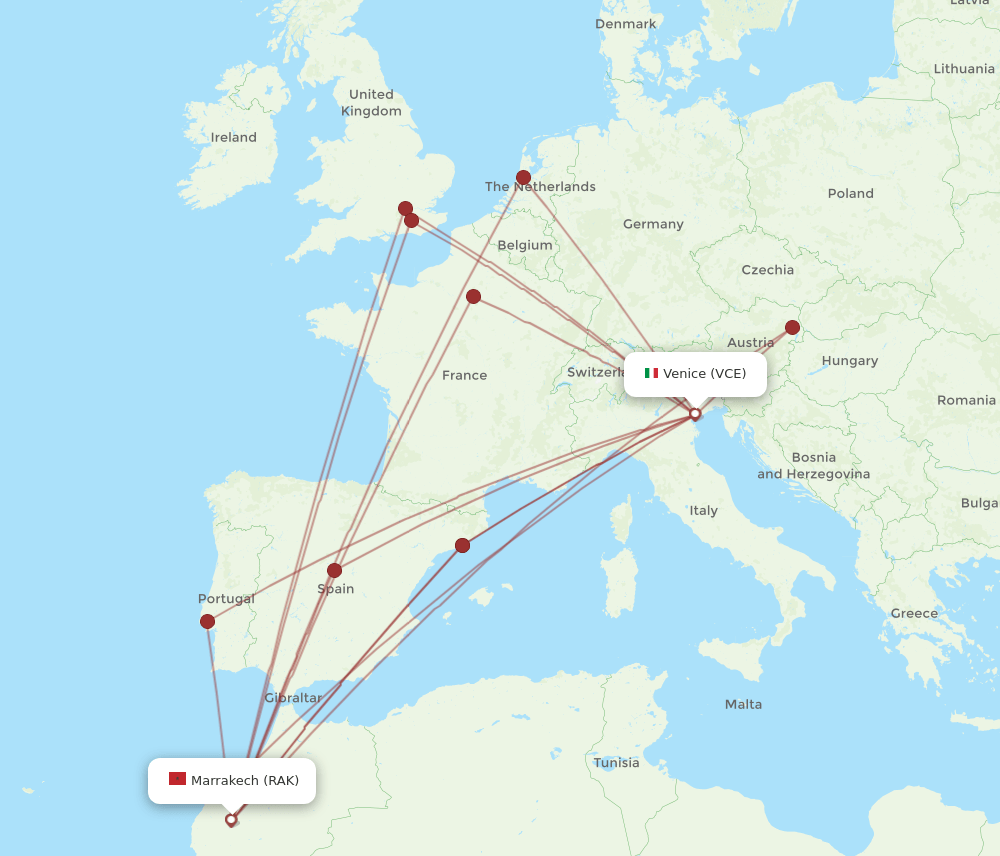 RAK-VCE flight routes