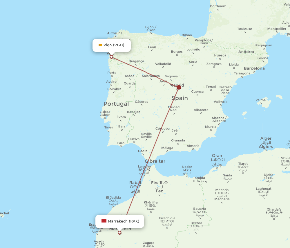 RAK-VGO flight routes