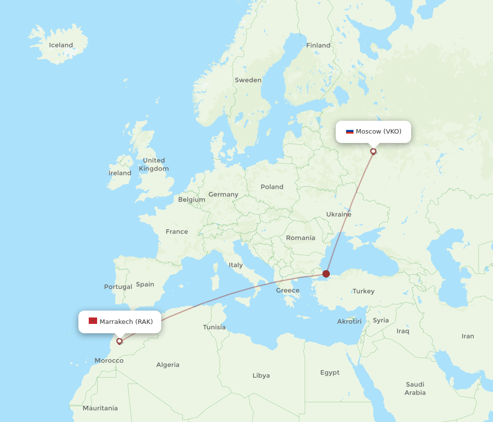 RAK-VKO flight routes