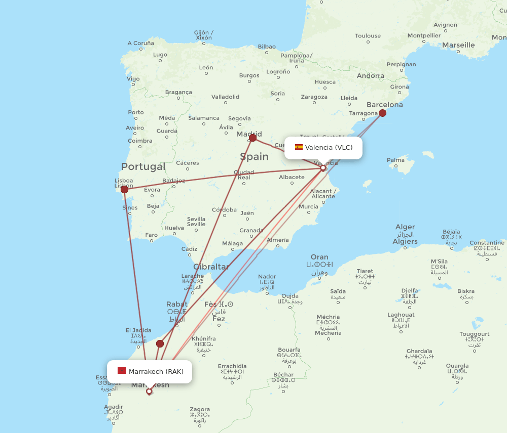 RAK-VLC flight routes