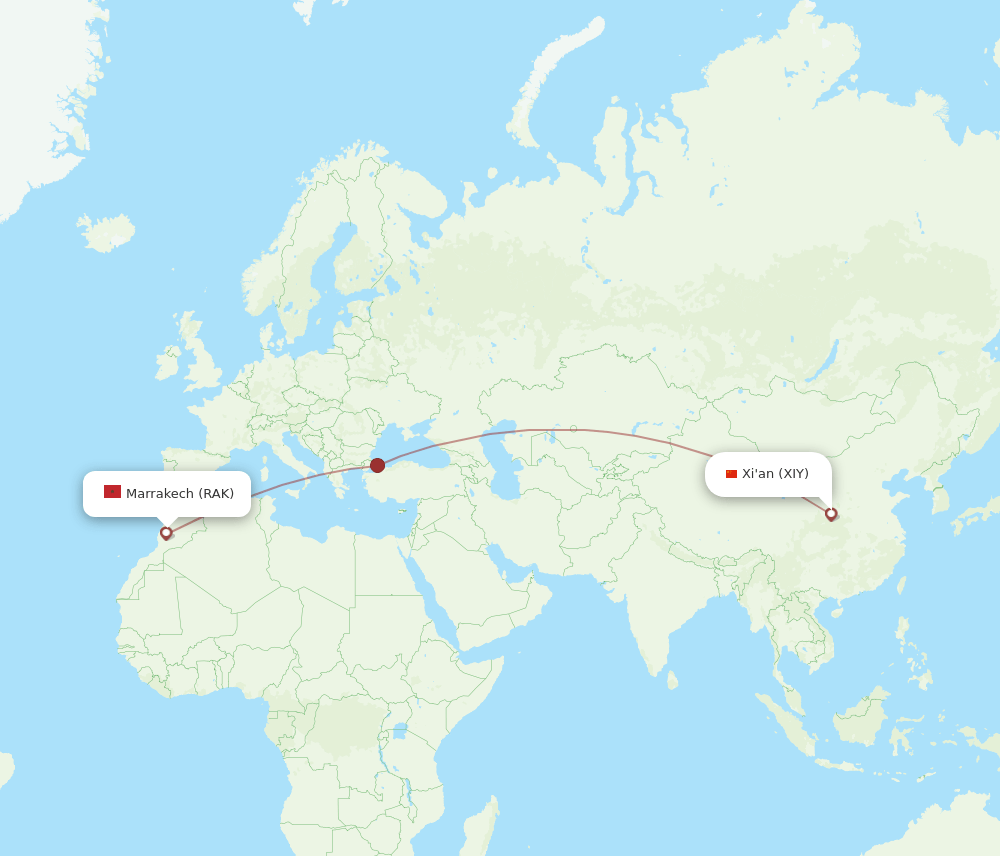 RAK-XIY flight routes