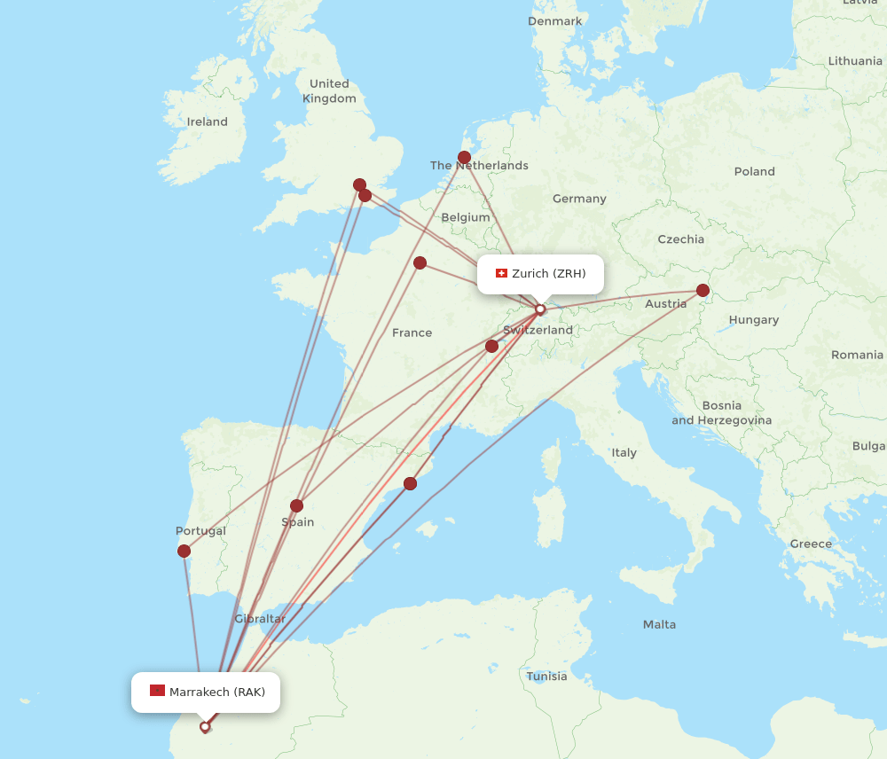 RAK-ZRH flight routes