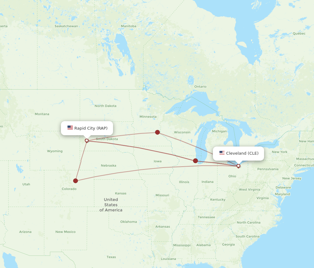 RAP-CLE flight routes