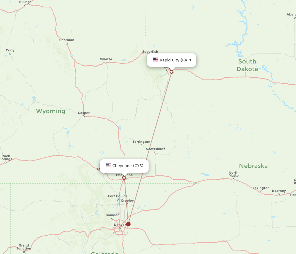RAP to CYS flights and routes map