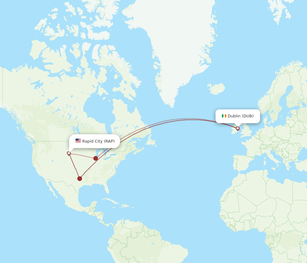 RAP-DUB flight routes