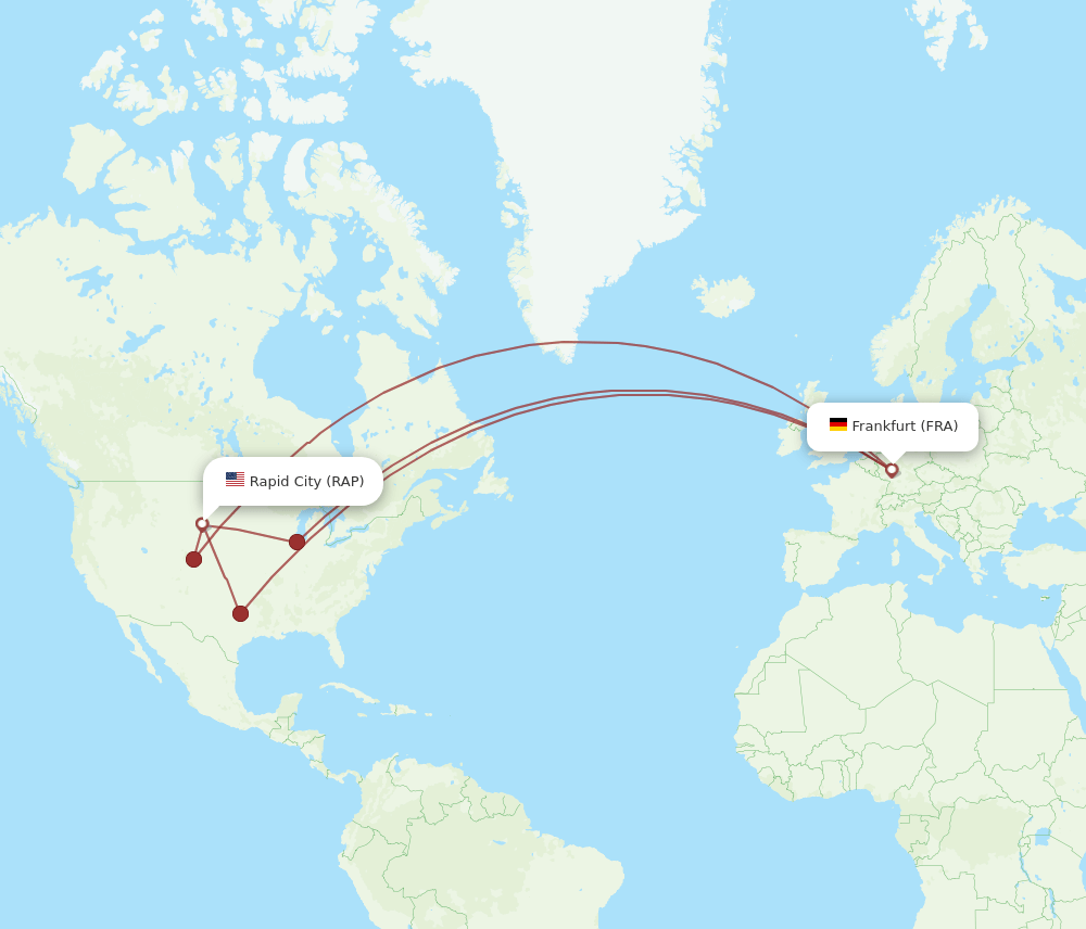 RAP-FRA flight routes