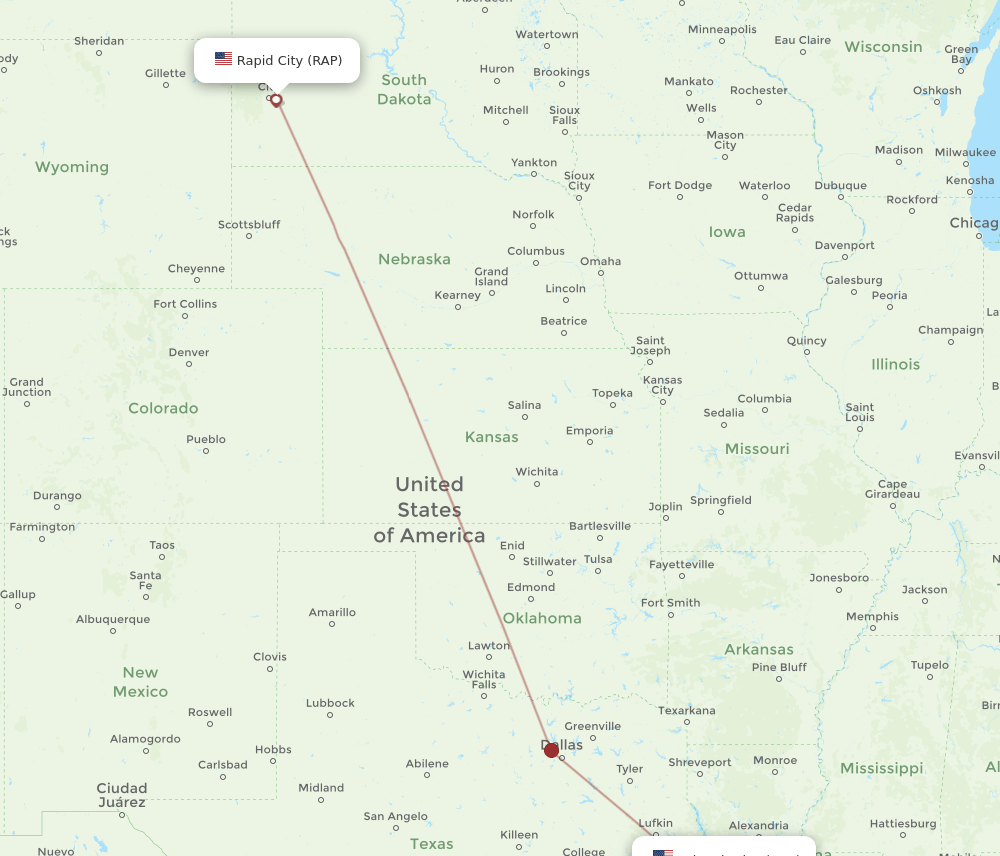 RAP-LCH flight routes