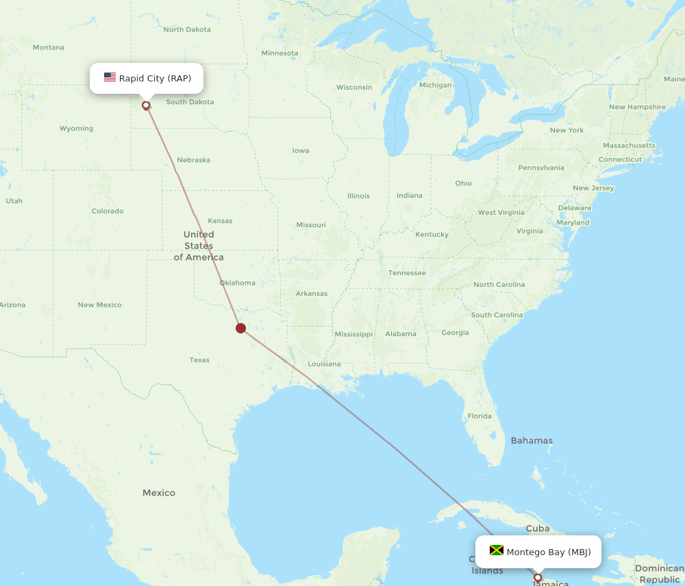 RAP-MBJ flight routes