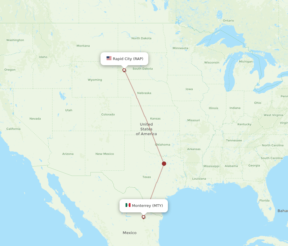 RAP-MTY flight routes