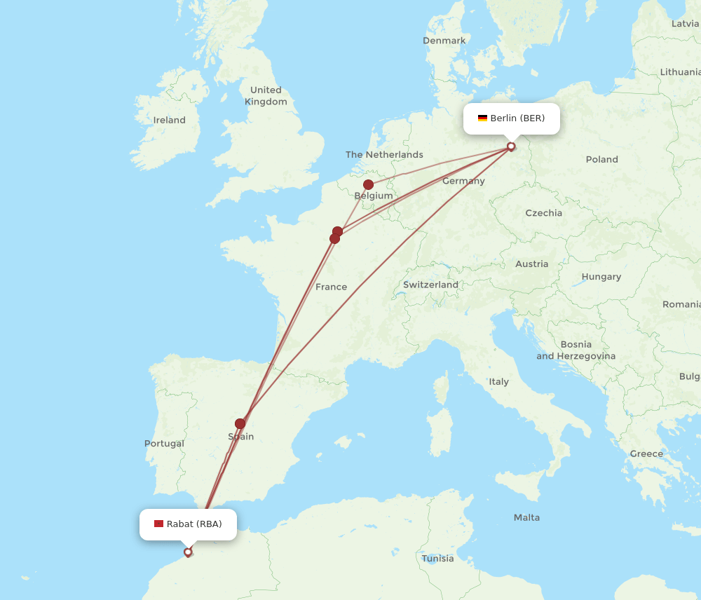 RBA-BER flight routes