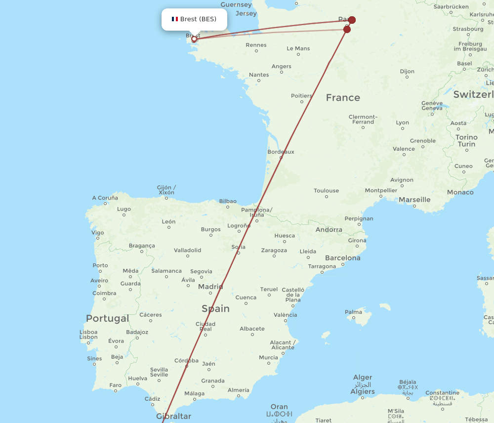 RBA-BES flight routes