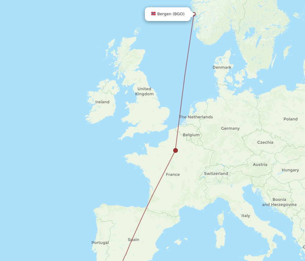 RBA-BGO flight routes
