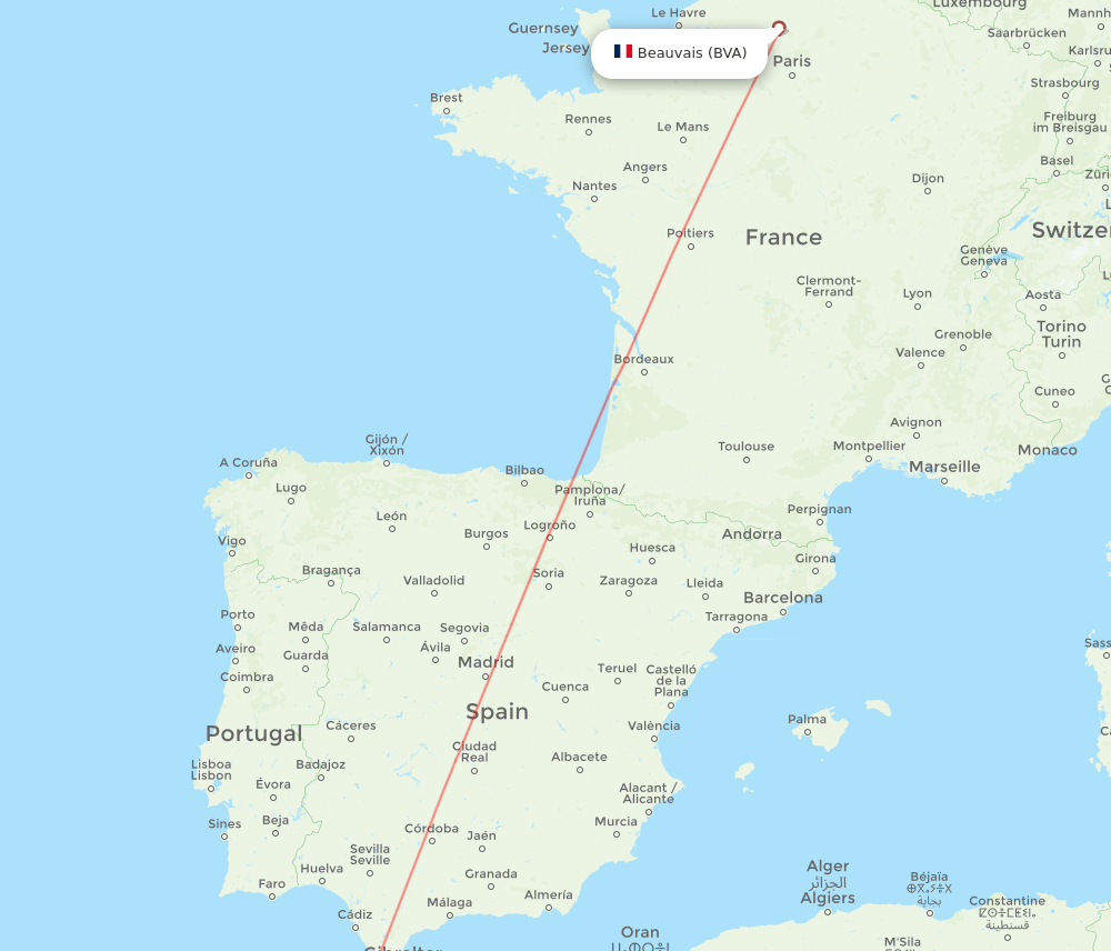 RBA to BVA flights and routes map