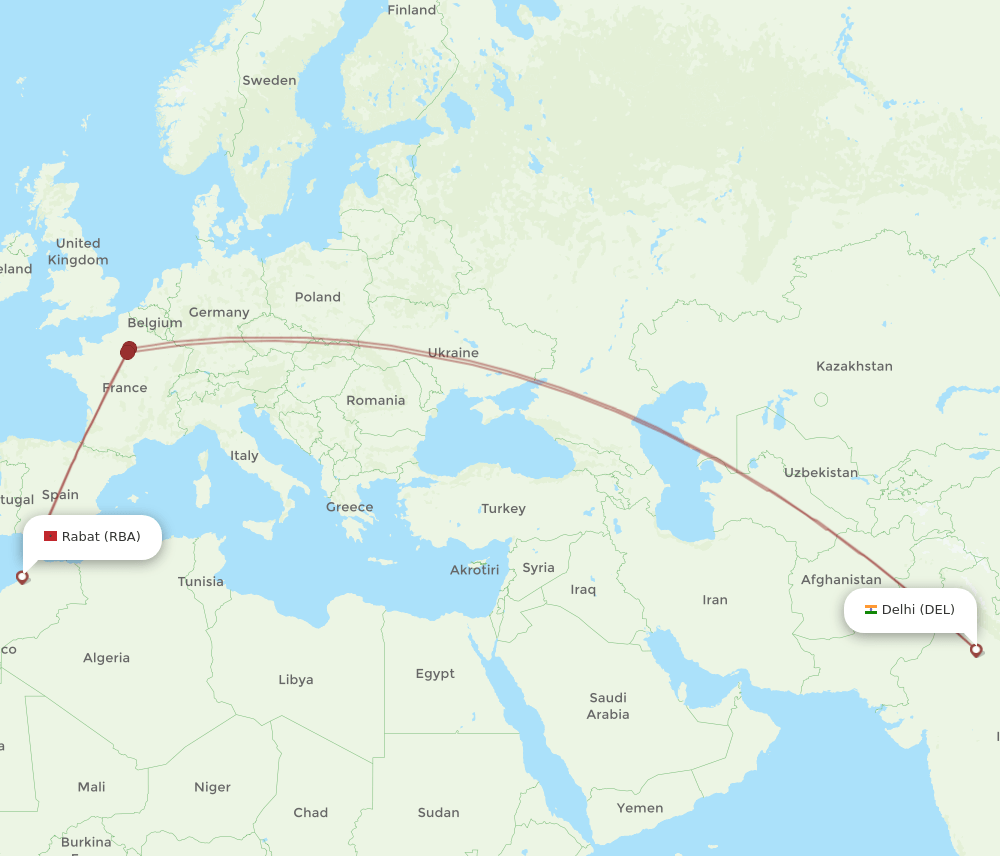 RBA-DEL flight routes