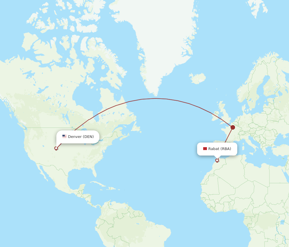 RBA-DEN flight routes