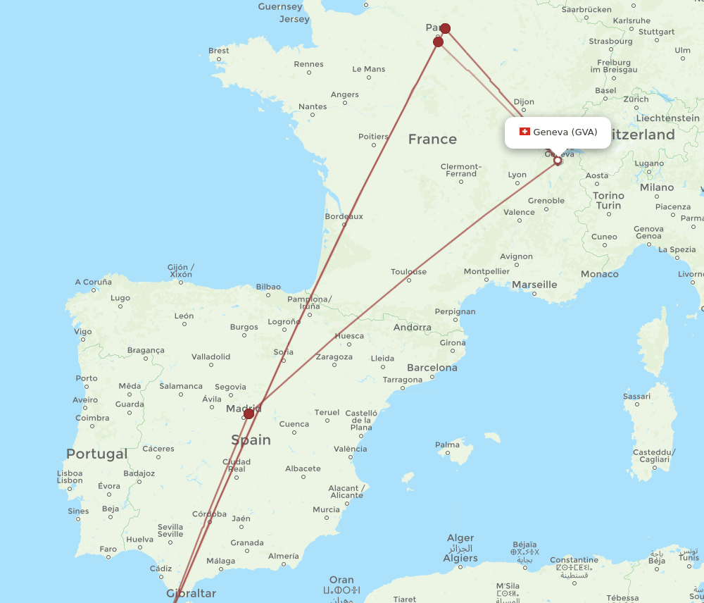 RBA-GVA flight routes