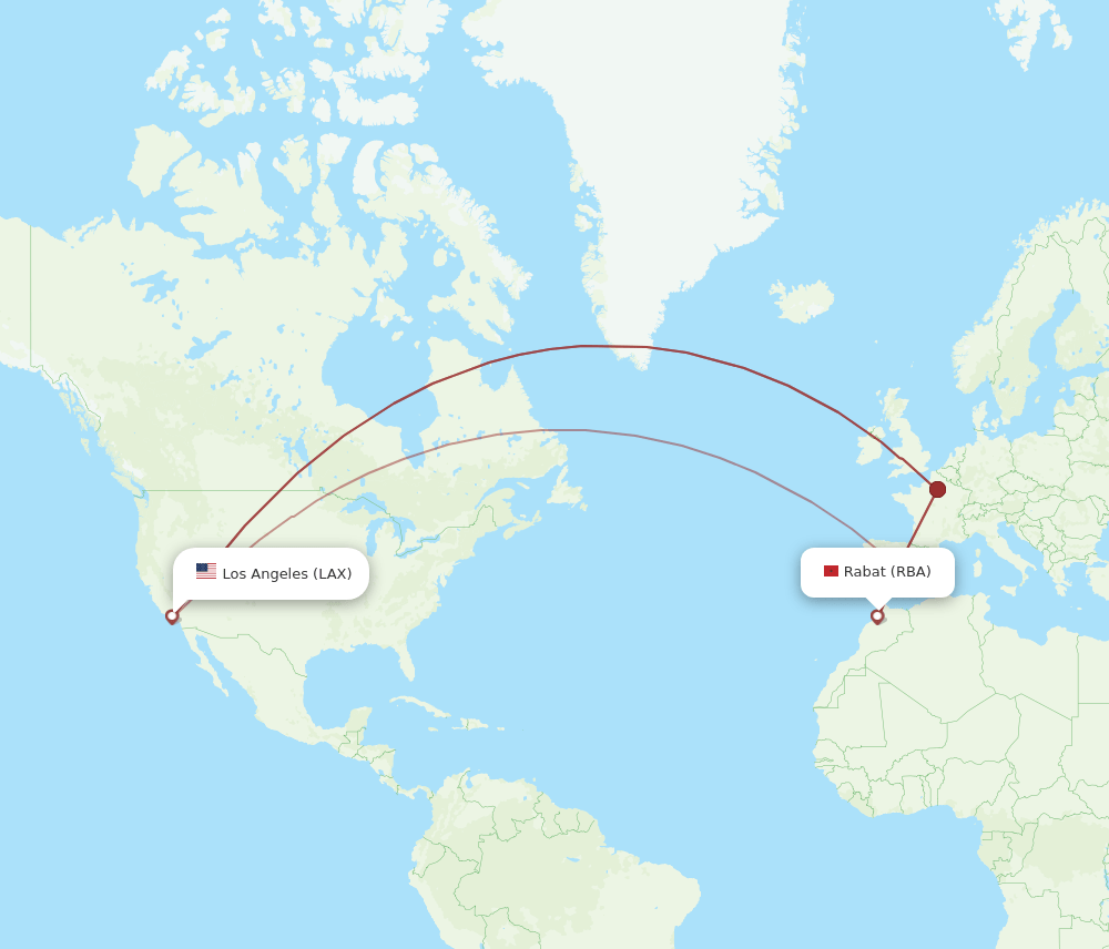 RBA-LAX flight routes