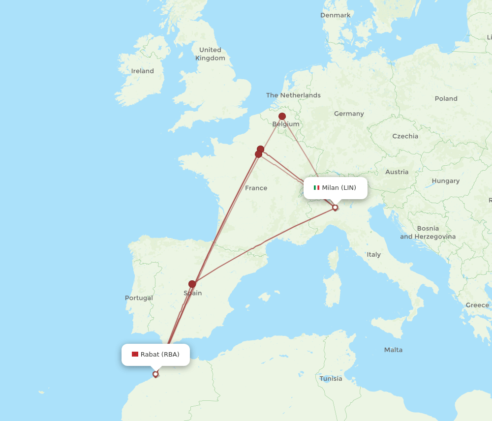 RBA-LIN flight routes