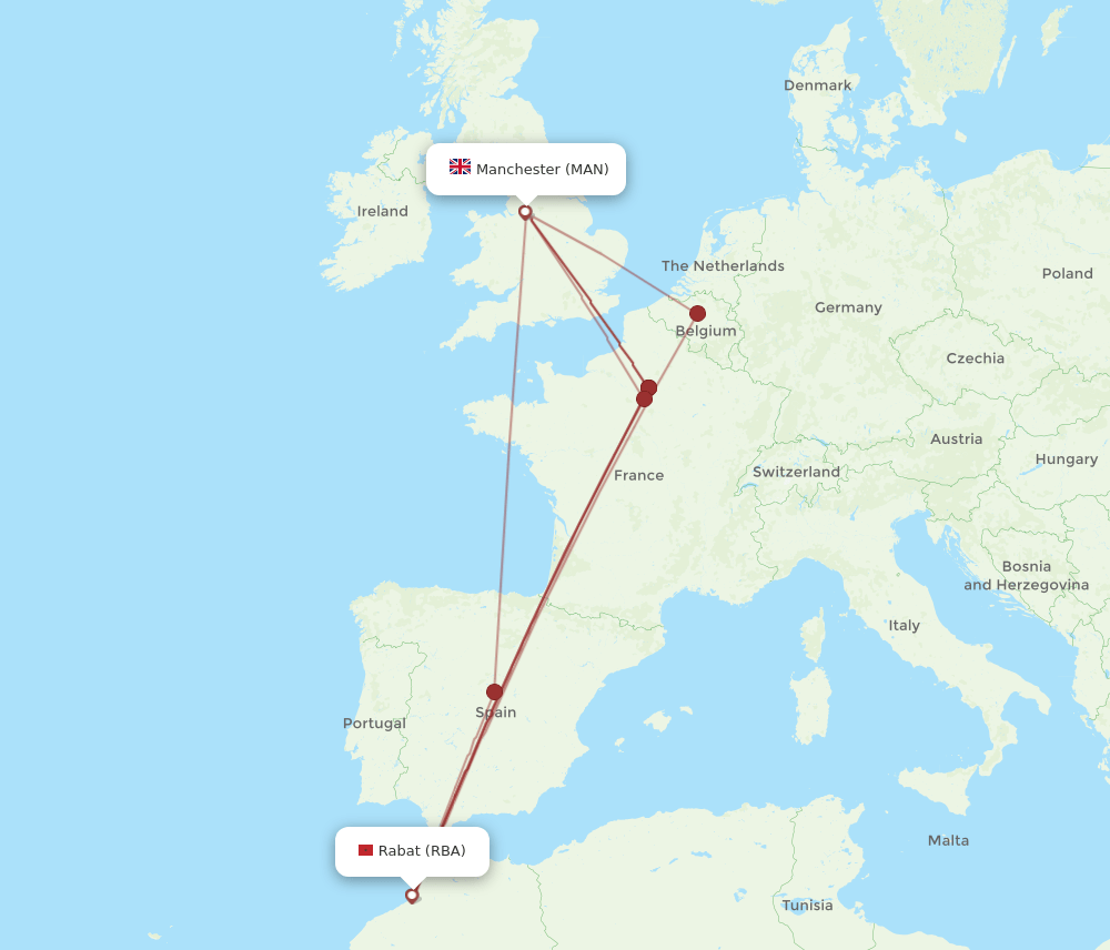 RBA-MAN flight routes