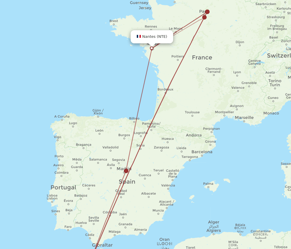RBA-NTE flight routes